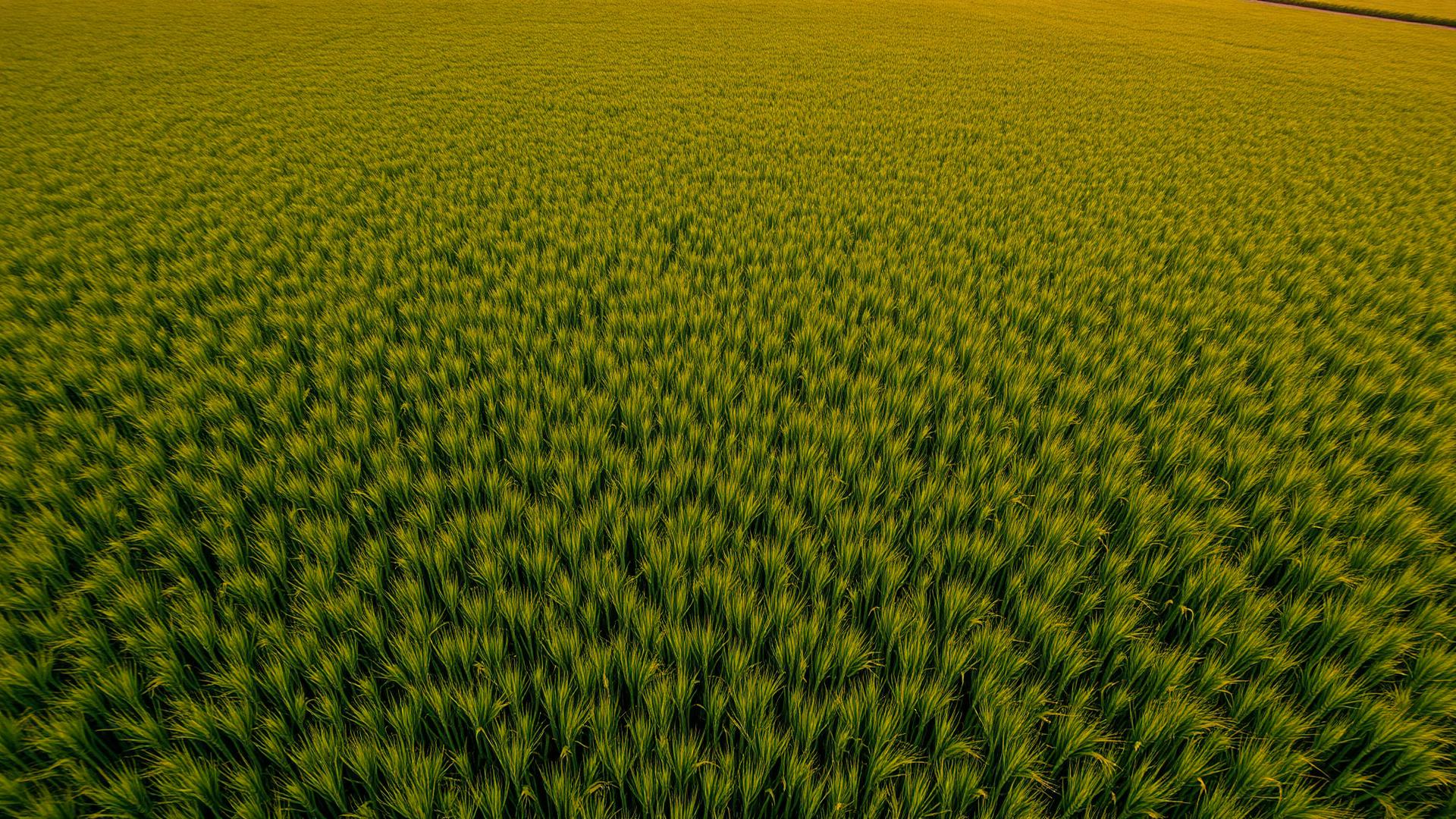 Aerial view of a green field